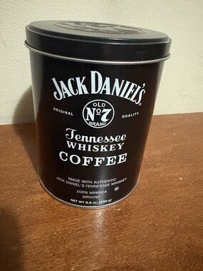 Jack Daniels Black Metal Coffee Tin with White Logo